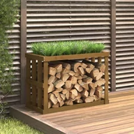 Akcesoria do grilla - Lumarko Zewnętrzny stojak na drewno, miodowy brąz, 108x52x74 cm - miniaturka - grafika 1