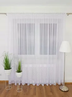 FIRANA GOTOWA Z SIATECZKI FIRANKA Z GIPIURĄ DO SALONU 500X250 BIAŁA TAŚMA - Firany - miniaturka - grafika 1