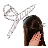 Ozdoby do włosów - Klamra do Włosów Srebrna Duża XXL Spinka Francuska Metalowa i Wytrzymała - miniaturka - grafika 1