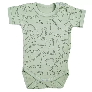 Body dla niemowląt - Body z krótkim rękawem dinozaury zielone - grafika 1