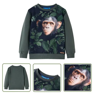 Bluza dziecięca - ciemne khaki - 128 - Bluza Dla Dziecka - Bluzy dla dziewczynek - miniaturka - grafika 1