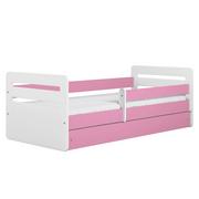 Łóżka dla dzieci i młodzieży - Łóżko dla dziecka, barierka ochronna, Tomi, różowy, biały, mat - miniaturka - grafika 1