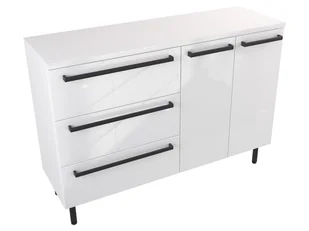 Szafka Stojąca Z Blatem ATH 120 cm SD Lewa - Biały Wysoki Połysk - Uchwyty Czarne Matowe - Szafki łazienkowe - miniaturka - grafika 1