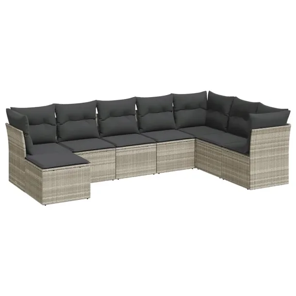 Zestaw mebli ogrodowych modułowych jasnoszary rattan PE 55x62x69 cm