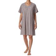 Piżamy damskie - Schiesser Damska koszula nocna z krótkim rękawem bawełna modal koszula nocna Bigshirt - Nightwear, Beżowy wzór 179252, 46 - miniaturka - grafika 1