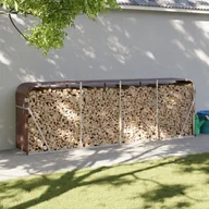 Wózki magazynowe - vidaXL Stojak na drewno, brązowy, 300x45x100 cm, stal galwanizowana - miniaturka - grafika 1