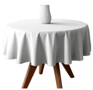 Obrusy i serwetki - OBRRUS STÓŁ OKRĄGŁY ŚR. 160cm, biały DEKORACYJNY - miniaturka - grafika 1