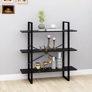 vidaXL 3-poziomowy regał na książki czarny 100x30x105 cm sosnowy 806556 - Regały - miniaturka - grafika 1