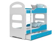 Łóżka dla dzieci i młodzieży - Łóżko piętrowe 190x80 białe błękit DOMINIK - miniaturka - grafika 1