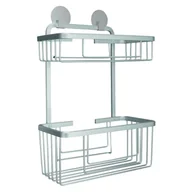 Mydelniczki i dozowniki mydła - Podwójna półka prysznicowa Rocco, prostokątna, aluminium Lumarko! - miniaturka - grafika 1