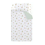 Pościel dla dzieci - Biało-zielona bawełniana pościel dziecięca jednoosobowa 135x200 cm Mini Moo Cow – Bianca - miniaturka - grafika 1