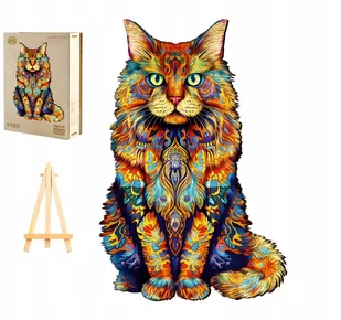 PUZZLE DREWNIANE DLA DOROSŁYCH DUŻE 270 ELEMENTÓW KOT W DREWNIANYM PUDEŁKU - Puzzle - miniaturka - grafika 1