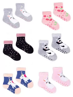 Skarpetki damskie - Skarpety dziewczęce bawełniane frotte kolorowe z ABS 6PAK 23-26 YOCLUB - grafika 1