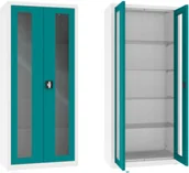 Meble i wyposażenie gabinetów medycznych - NSML.112.9010.5018 szafa lekarska 2-skrzydłowa 1-komorowa biało-turkusowa - miniaturka - grafika 1
