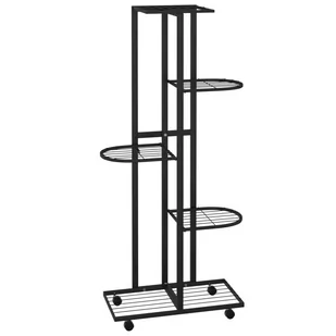 Lumarko Kwietnik z 5 półkami i kółkami, 44x23x100 cm, czarny, żelazny - Kwietniki - miniaturka - grafika 3