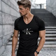 Koszulki męskie - ﻿ Koszulka Męska z dekoltem V, Calvin Klein, nowość dla niego, ROZMIAR S - miniaturka - grafika 1