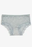 Majtki damskie - Jasnoniebieskie Bawełniane Majtki Figi z Koronką Wexne - Born2be - miniaturka - grafika 1