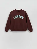 Bluzy damskie - Reserved - Bluza z nadrukiem - ciemnobrązowy - miniaturka - grafika 1