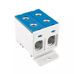 ZŁĄCZKA SZYNOWA ROZDZIELCZA 1-TOROWA 4-OTWORY 50MM2 ZGX 2x50 NIEBIESKA - Kostki, złączki, wtyczki - miniaturka - grafika 1