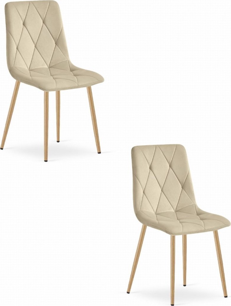 Leobert Krzesło LIBRA - jasny beż aksamit / nogi kolor drewna x 2