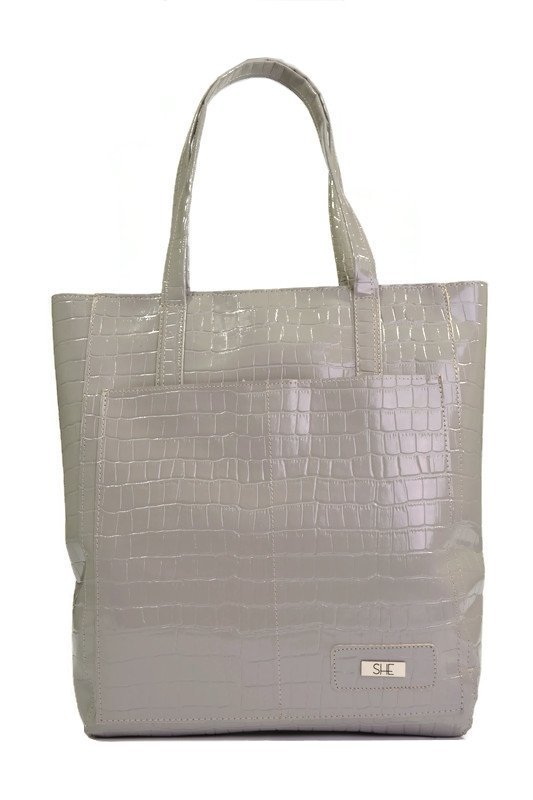 Szara shopperka z ekoskóry krokodyl