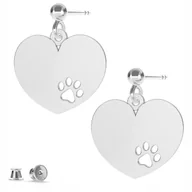 Kolczyki - Kolczyki srebrne Serce Łapka Pies 925 - miniaturka - grafika 1
