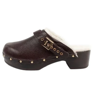 Klapki drewniaki Scholl Iconic F298121011 brązowe - Klapki i japonki damskie - miniaturka - grafika 1