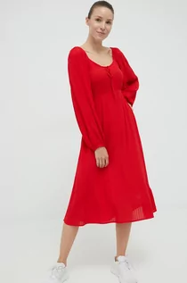 Sukienki - Billabong sukienka kolor czerwony mini rozkloszowana - grafika 1