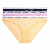 Majtki damskie - CALVIN KLEIN BIKINI DAMSKIE MAJTKI 3PK CZARNE/BRZOSKWINIA/FIOLETOWE r.XS - miniaturka - grafika 1