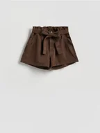 Spodenki damskie - Reserved - Jeansowe szorty z wiązaniem - dark grey jeans - miniaturka - grafika 1