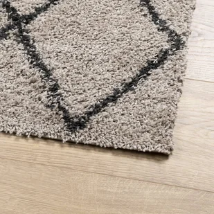 Dywan z wysokim runem, beżowo-antracytowy, 200x200 cm - Dywany - miniaturka - grafika 5