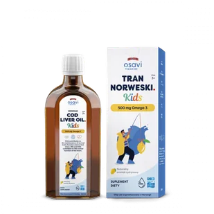 Osavi - Tran Norweski Kids, 500mg Omega 3, Cytryna, 250 ml - Witaminy i minerały - miniaturka - grafika 1
