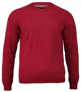 Sweter Czerwony Elegancki Męski, Dekolt w Serek (V-neck) 100% Bawełna - Adriano Guinari - Swetry męskie - miniaturka - grafika 1