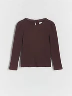 Bluzki dla dziewczynek - Reserved - Bluzka z koronką - mahoniowy - miniaturka - grafika 1