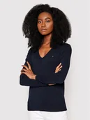 Swetry damskie - Tommy Hilfiger Sweter Heritage WW0WW25294 Granatowy Regular Fit - miniaturka - grafika 1