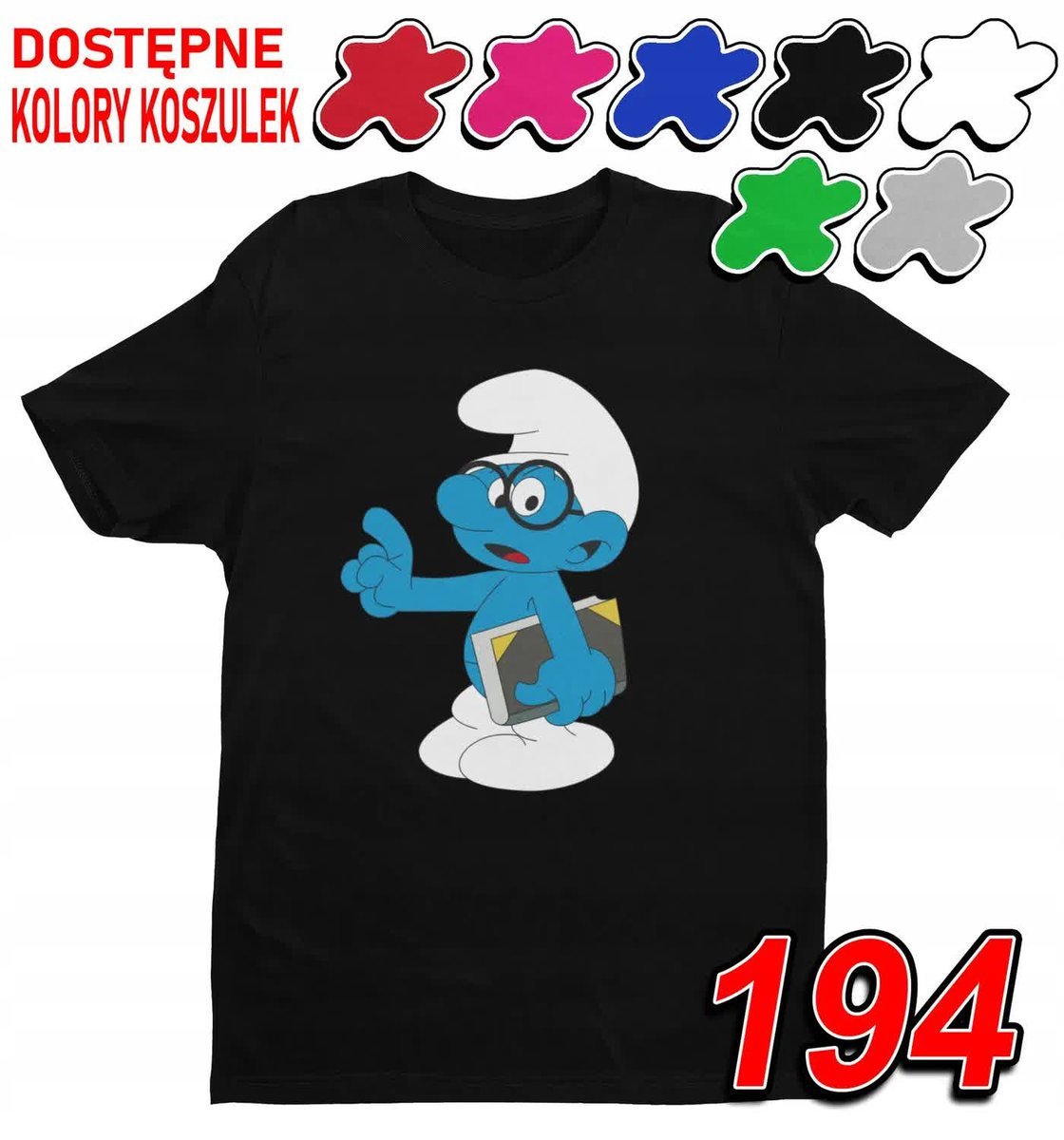 Dziecięca Koszulka T-Shirt Z Nadrukiem Duży Wybór Ważmiak Smerf -M 134-140