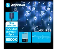 Lampy ogrodowe - Aigostar - LED Solarny łańcuch bożonarodzeniowy 100xLED/8 funkcji 8x0,6m IP65 zimny biały - miniaturka - grafika 1