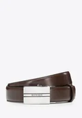 Paski - Męski pasek z dużą klamrą automatyczną brązowy - miniaturka - grafika 1