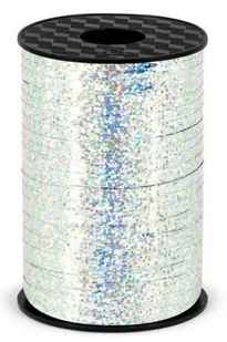 Wstążka świąteczna holograficzna do pakowania 5mm Srebrna taśma 225m - Pasmanteria Wstążka świąteczna holograficzna do pakowania 5mm Srebrna taśma 225m - Pasmanteria - miniaturka - grafika 1