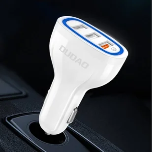 Dudao ładowarka samochodowa szybkie ładowanie Quick Charge 3.0 QC3.0 2.4A 18W 3x USB biały (R7S white) - Ładowarki samochodowe - miniaturka - grafika 5