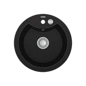 Zlewozmywaki - Mexen Diego zlewozmywak granitowy 1-komorowy 488 x 480 mm, czarny/srebrny metalik - 6512481000-73 - miniaturka - grafika 1