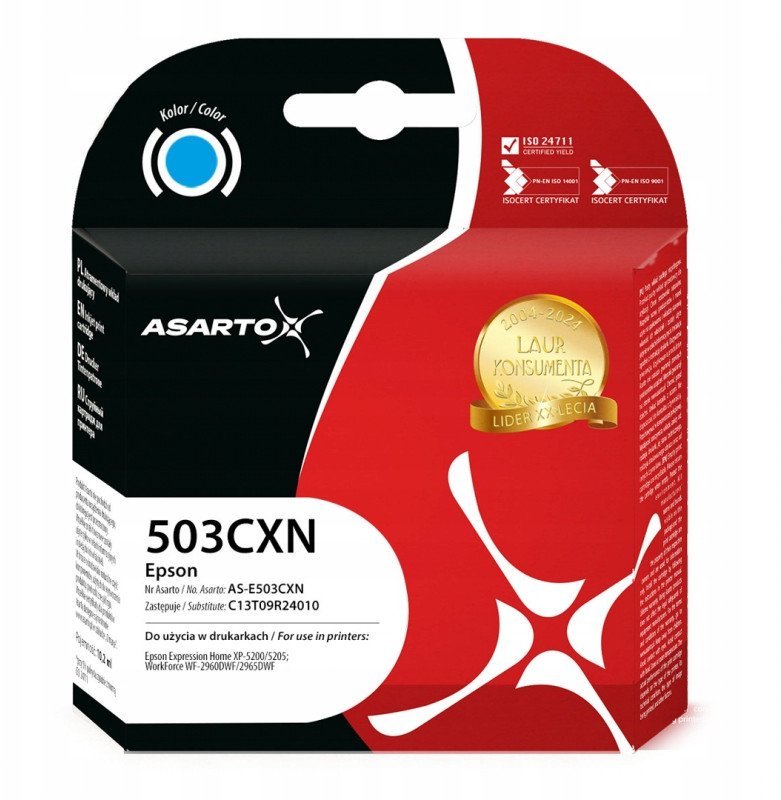 Tusz Asarto do Epson 503CXN C13T09R24010 470 str. 10,2ml cyan