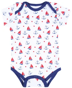 Biało-granatowe body w żaglówki 9 m 74 cm - Body dla niemowląt - miniaturka - grafika 1