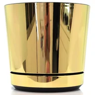 Donice - 32 cm wzór ZŁOTY BŁYSZCZĄCY Doniczka z podstawką * nowoczesna * elegancka * styl glamour * wysoki połysk * z drenażem * duża szeroka donica - miniaturka - grafika 1