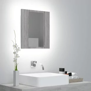 vidaXL Szafka łazienkowa z lustrem i LED, szary dąb sonoma 40x12x45 cm - Toaletki - miniaturka - grafika 1