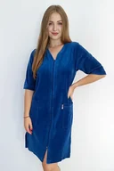 Szlafroki damskie - Damski welurowy szlafrok Hortensia niebieski XXL - miniaturka - grafika 1