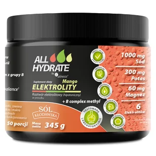 ALLHydrate Elektrolity + B Complex methyl, smak mango, 345 g - Układ pokarmowy - miniaturka - grafika 1