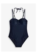 Stroje kąpielowe - bonprix Kostium kąpielowy na fiszbinach, z połyskującego materiału niebieski - miniaturka - grafika 1