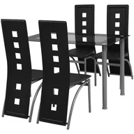 Stoły z krzesłami - vidaXL Zestaw mebli do jadalni - 5 elementów Czarny - miniaturka - grafika 1