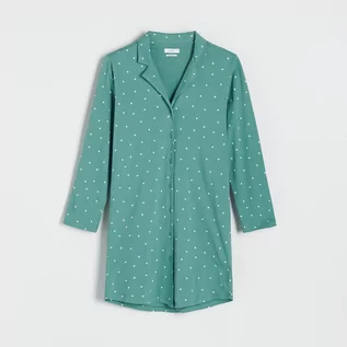 Piżamy damskie - Reserved - Koszula nocna w groszki - Zielony - grafika 1